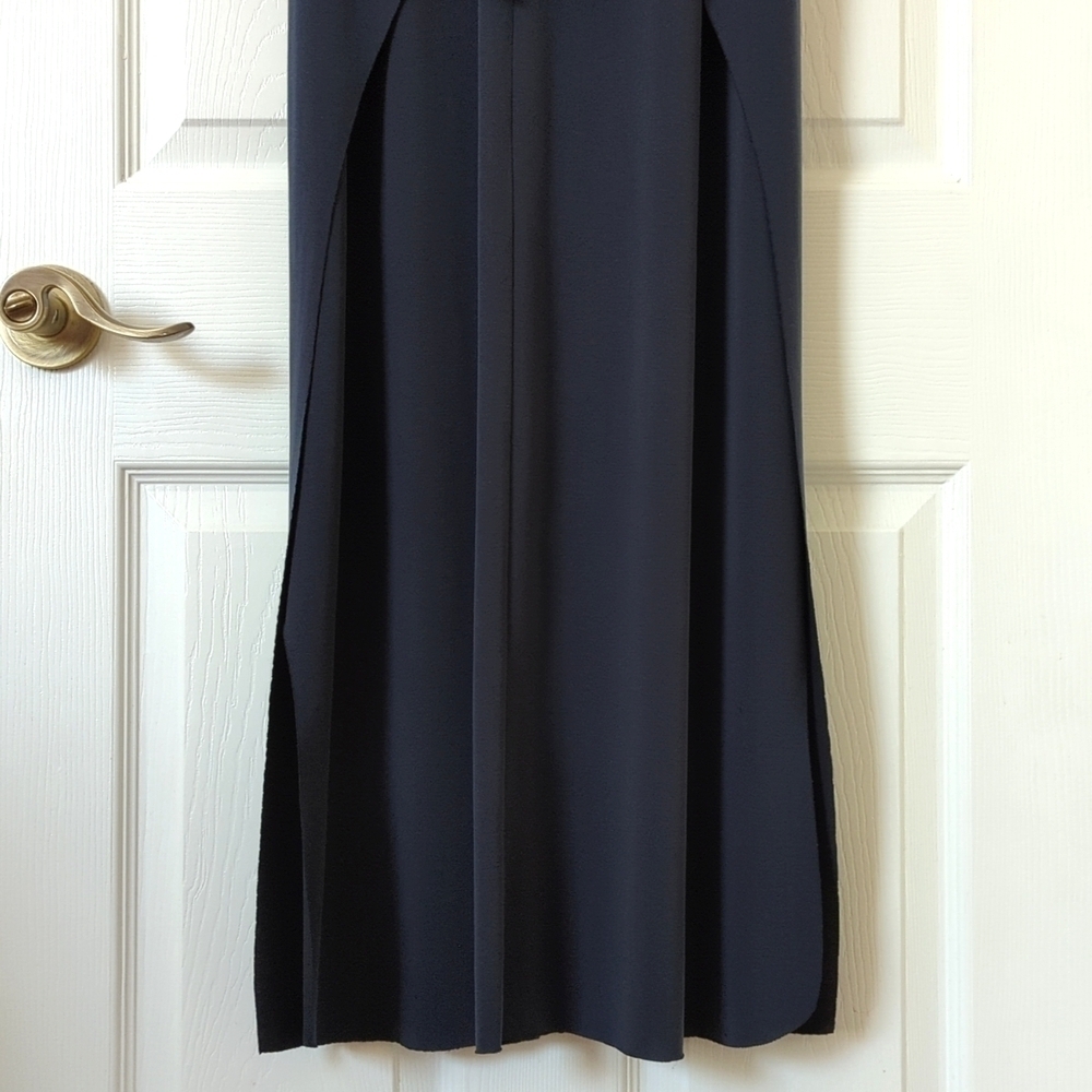 Vince Silky Sleeveless Scoop Neck Tie Front Midi Sheath Dress Coastal Navy M - Picture 9 of 15